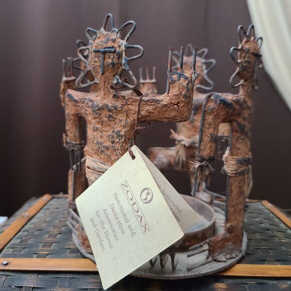 NATIVE AZTEC METAL DANCERA CANDLE HOLDER VINTAGE ZODAX PRODUCT - Picture 1 of 10